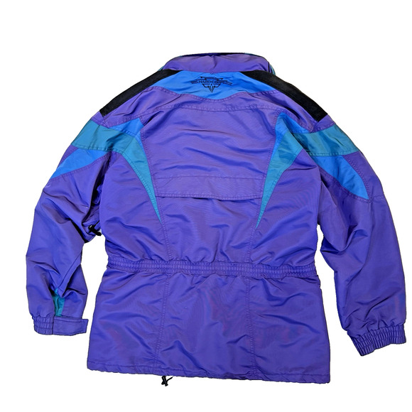 VTG Hard Corps Winters Ski/Snowboarding Jacket Sz L Full Zip Snaps Tuck In Hood - Picture 2 of 12